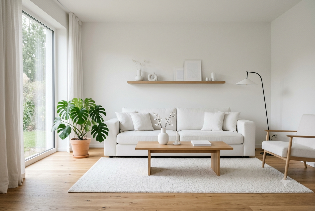 Salon en blanc, colorisé avec la palette